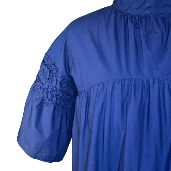 Merlette Estelle Blue High Neck Tiered Shift Dress| Size S - Picture 4 of 9